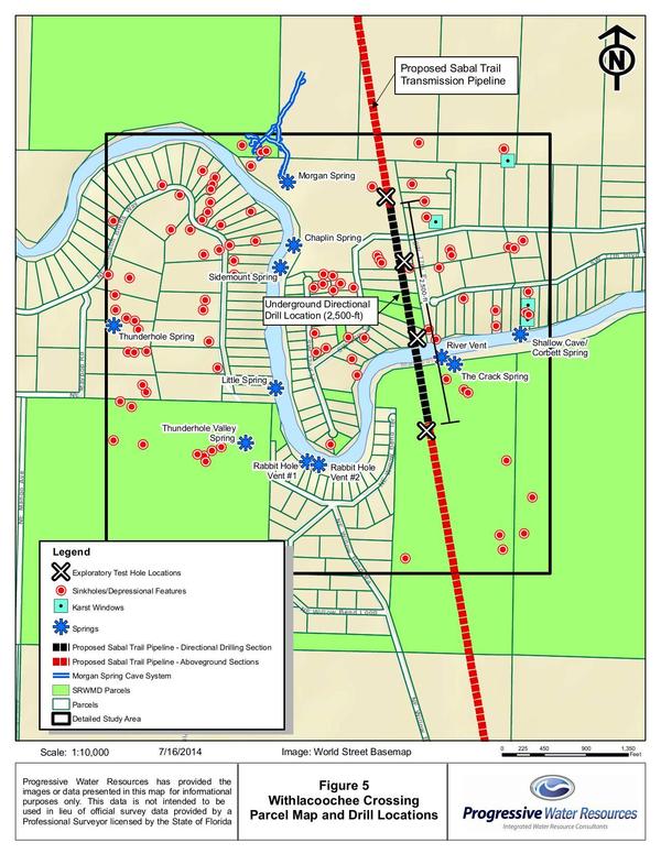 300x388 Parcel Map and Drill Locations: Figure 5 Withlacoochee Crossing, in Hydrogeology Report: Sabal Trail methane pipeline crossing of Withlacoochee River, by David Brown, for WWALS.net, 22 August 2014