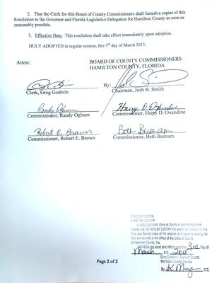 300x400 DULY ADOPTED, in Resolution to ban fracking in Florida, by Hamilton County BOCC, for WWALS.net, 3 March 2015