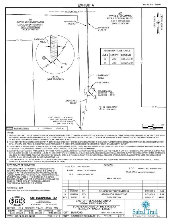 600x776 Safe Upland Line Sketch, Sovereign Lands of the State of Florida, in Santa Fe River Crossing, by John S. Quarterman, for WWALS.net, 10 July 2015