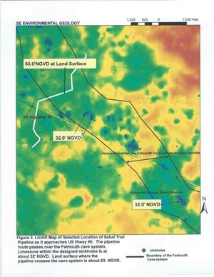 Figure 3. LiDAR Map of Selected Location of Sabal Trail (US 90)
