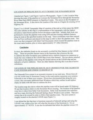 Location of pipelne route across the Suwannee River