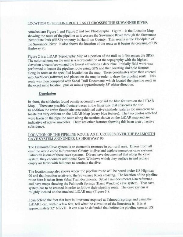 Location of pipelne route across the Suwannee River