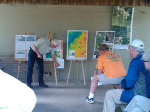 Chris Mericle showing Ted Yoho two geology reports 30.3861389, -83.1693420