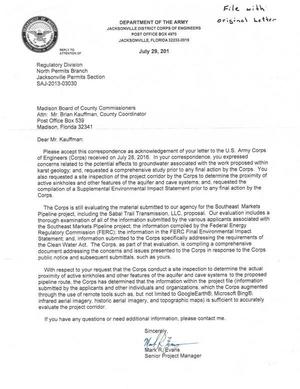 USACE Response to Madison County re Sabal Trail