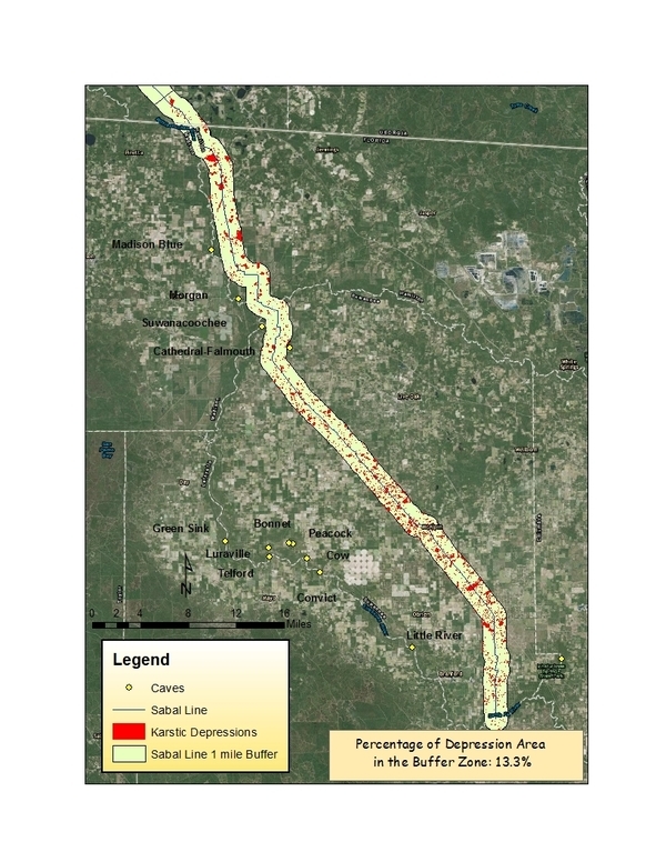 13% depressions within 1 mile of Sabal Trail