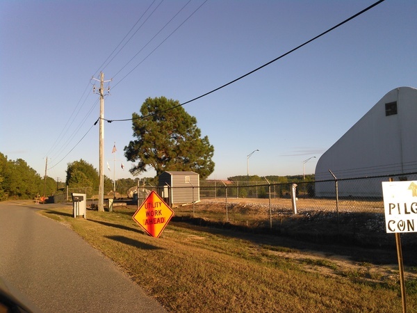 Pilgrim Construction, tent, Utility Work Ahead,