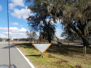Masked misleading Road Work sign, CR 141, 30.4132972, -83.1761576