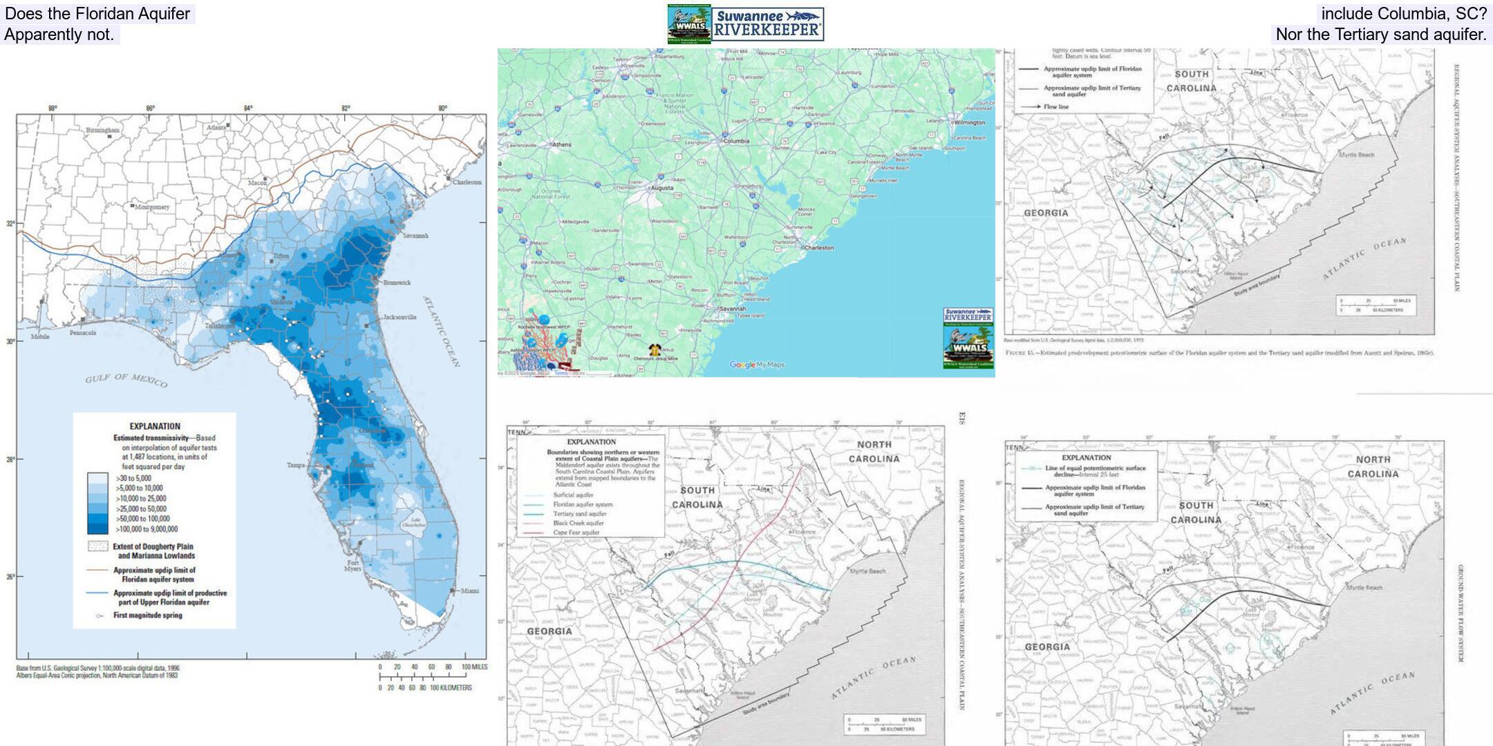Does the Floridan Aquifer include Columbia, SC? Apparently not. Nor the Tertiary sand aquifer.