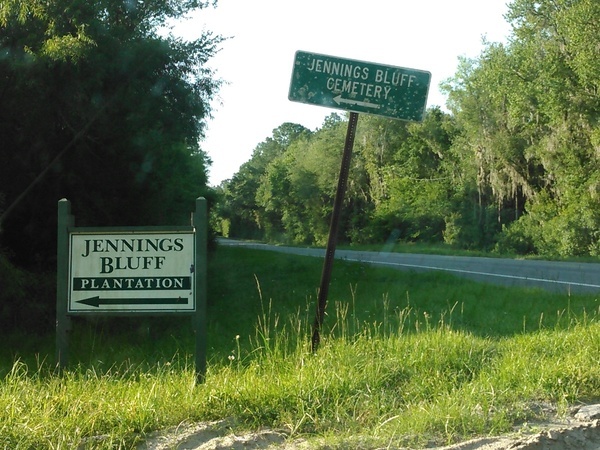 [Turn left for Jennings Bluff Cemetery and Plantation]