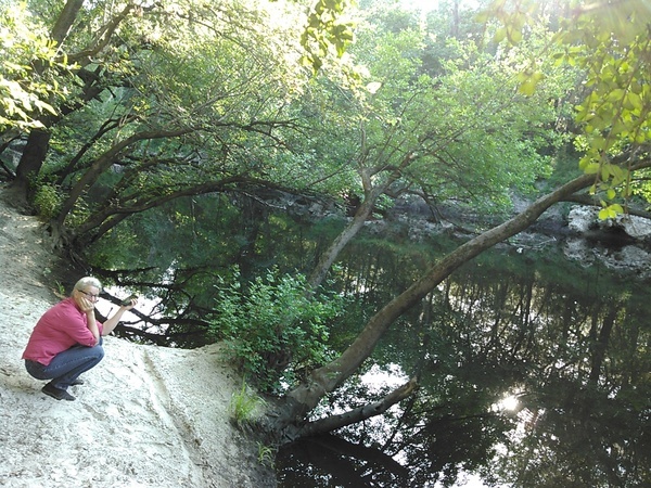 [Gretchen waiting by the Alapaha River]