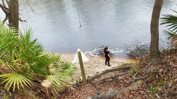 [Sara Jay on the landing beach, 16:38:25, 30.4177494, -83.1547851]