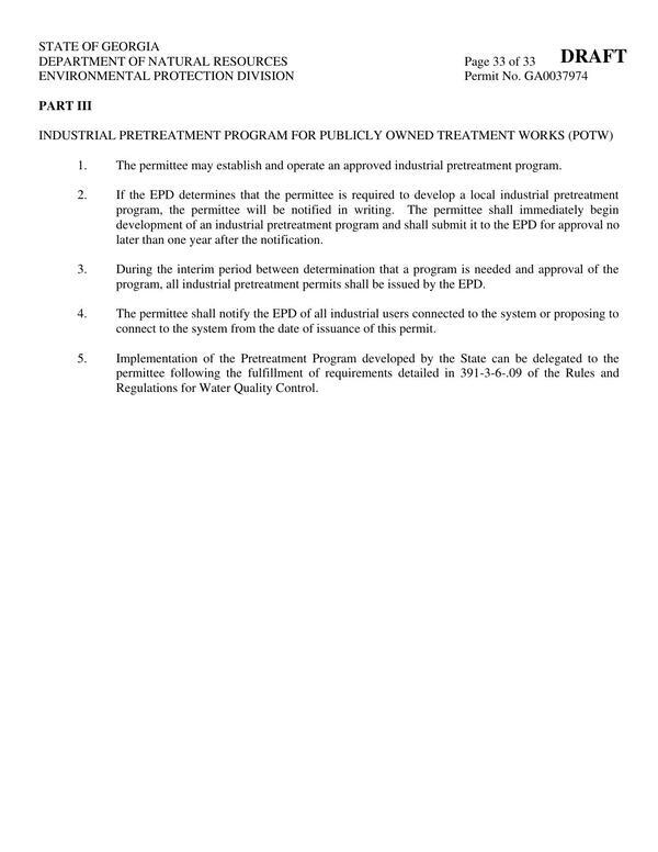 [PART III INDUSTRIAL PRETREATMENT PROGRAM FOR PUBLICLY OWNED TREATMENT WORKS (POTW)]