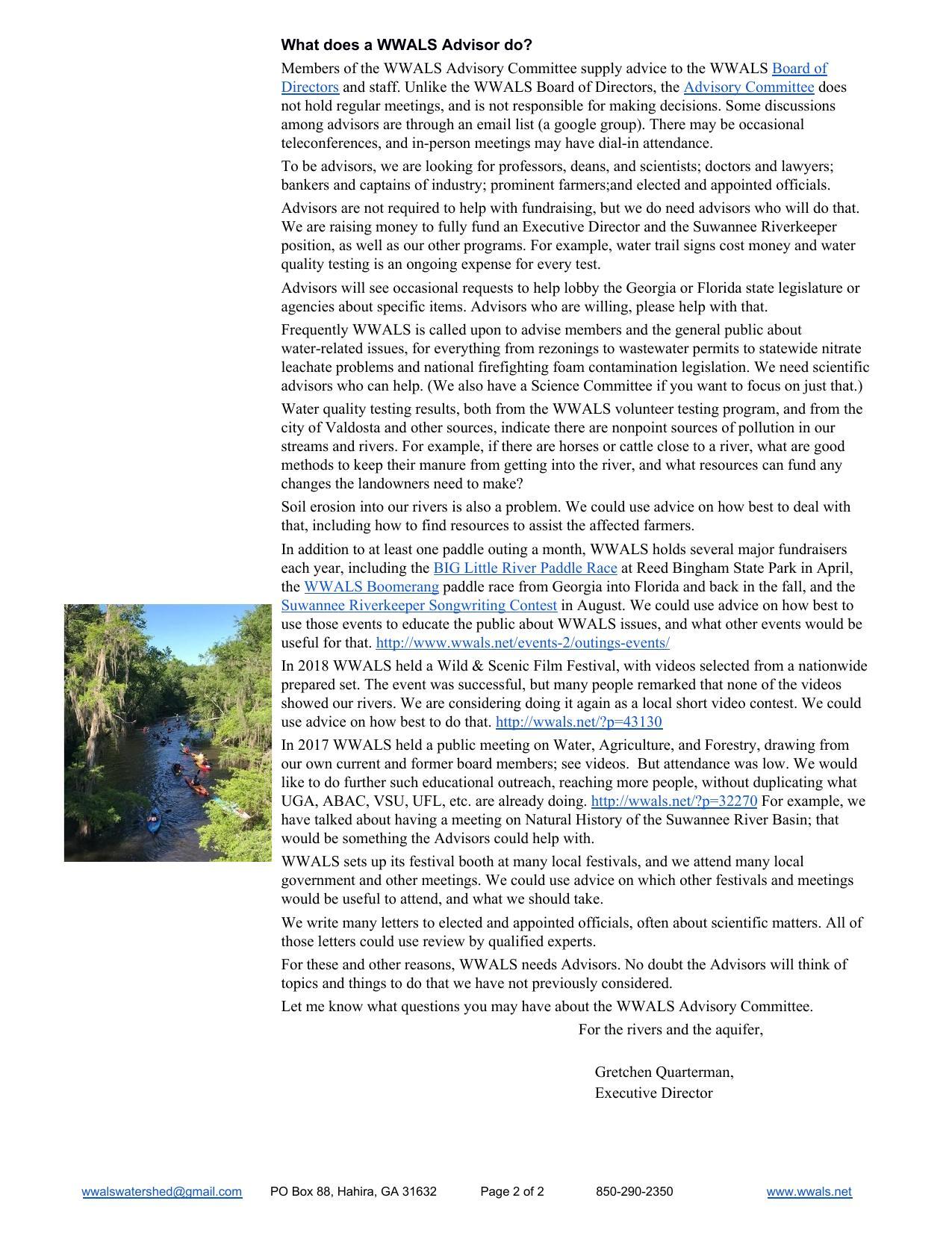 What does a WWALS Advisor do?