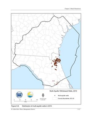 [Figure 5-9. Distribution of multi-aquifer wells in 2010]