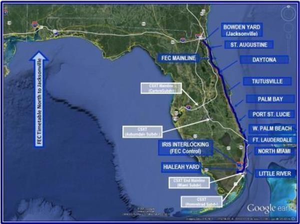 [FEC Timetable North from Miami to Jacksonville]
