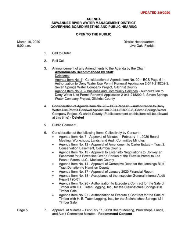 [Item 4 deleted (Nestle Permit Denial)]
