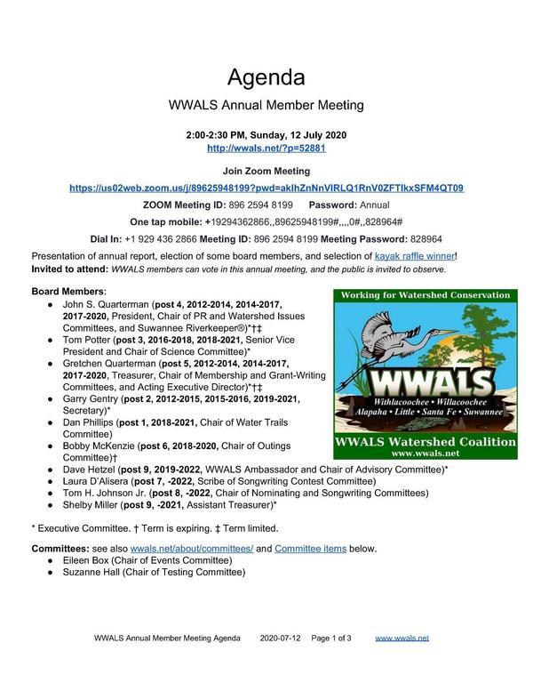 [WWALS Annual Member Meeting]