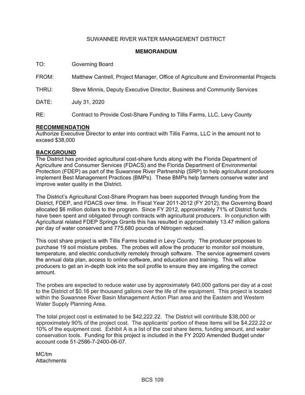 [This cost share project is with Tillis Farms located in Levy County. The producer proposes to]