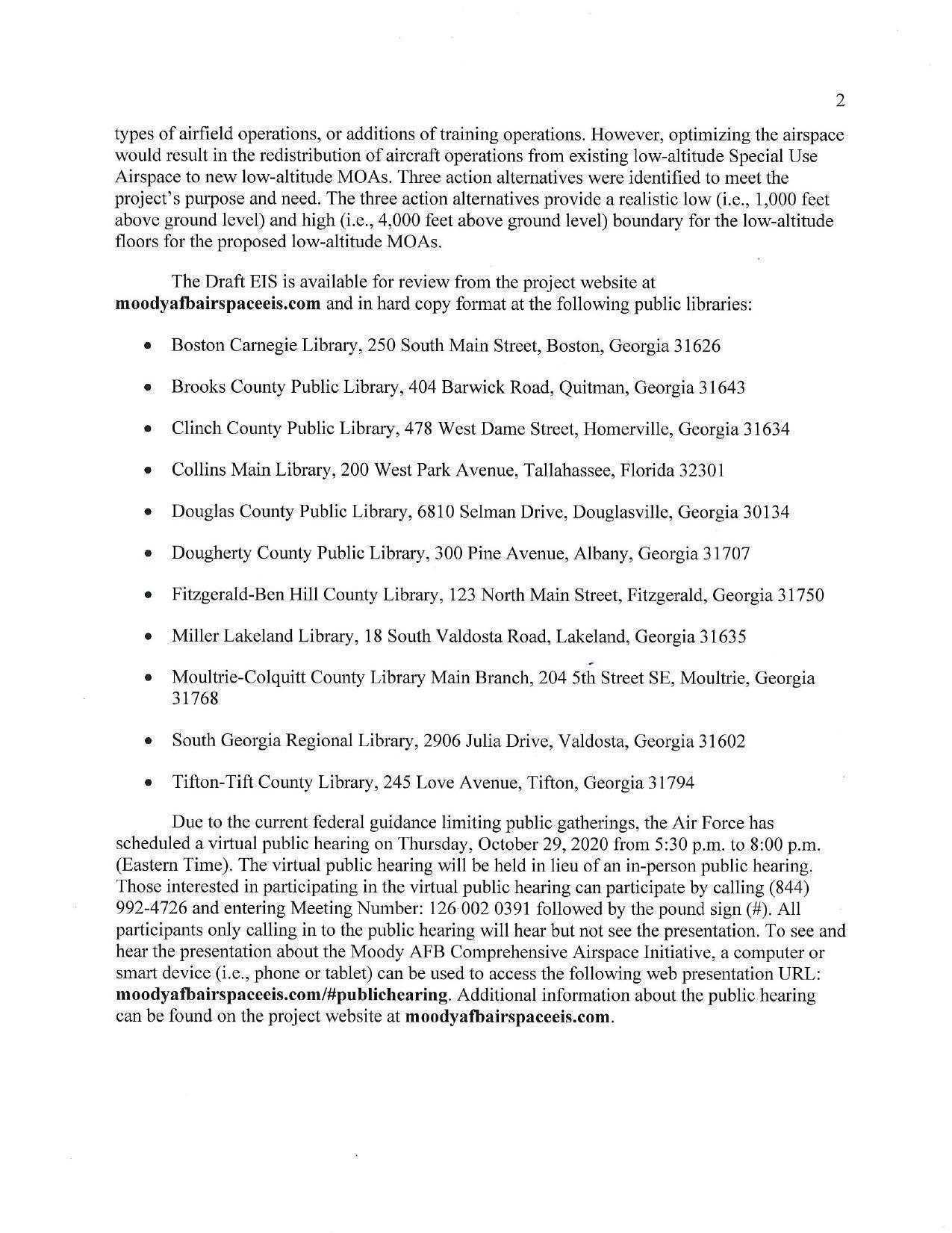 DEIS available online or at libraries; virtual public hearing