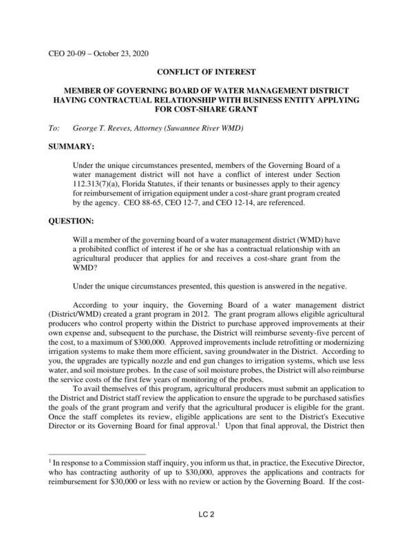 Letter from Florida Commission on Ethics (1 of 4)