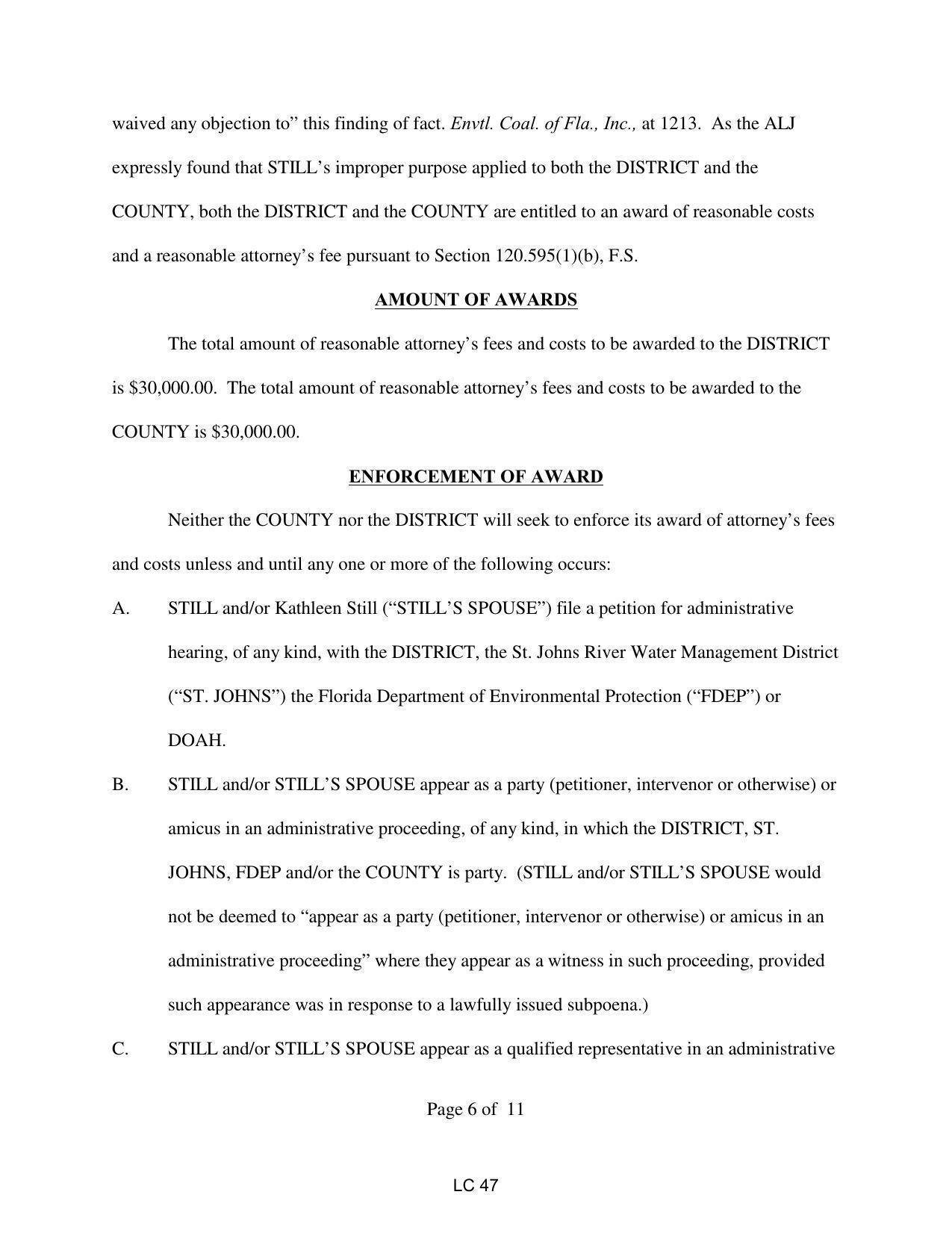 and a reasonable attorney’s fee pursuant to Section 120.595(1)(b), F.S.