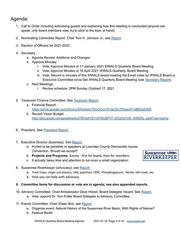 Election of Officers: Quarterly Board Meeting 2021-07-18