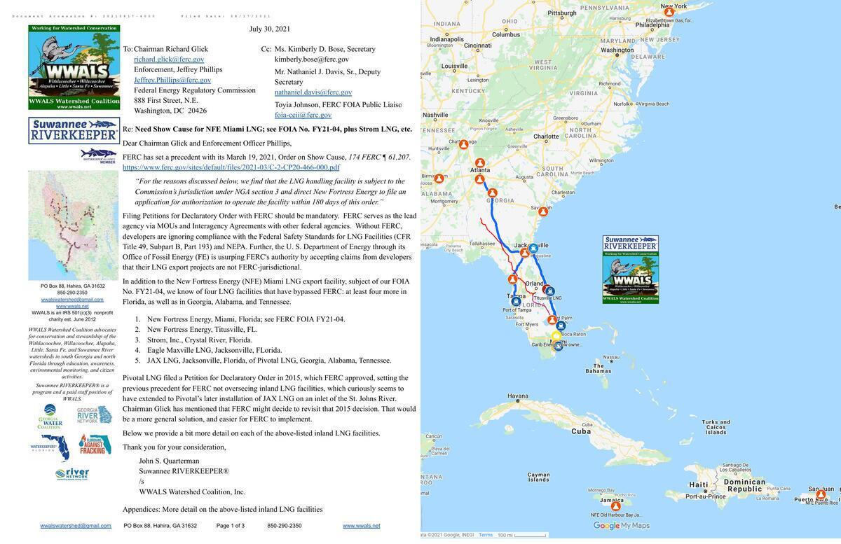 [Need Show Cause; Map of LNG export operations]