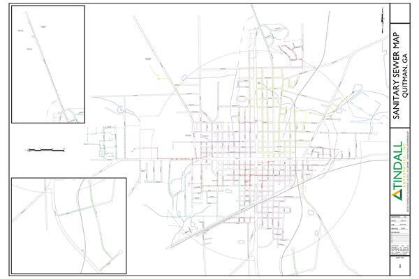 Sanitary Sewer Map, Quitman, GA, Tindall Enterprises, Inc. 2019-03-28