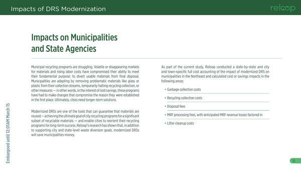 Impacts on Municipalities and State Agencies