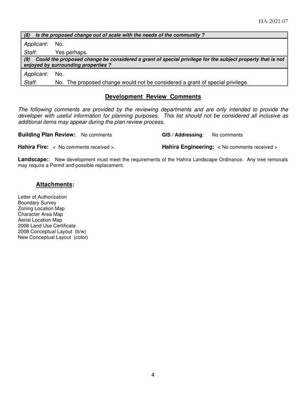 Development Review Comments