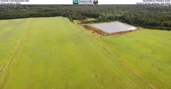 [Quitman Land Application Site, Sprayfield by Okapilco Creek, Drone aerials in 2022, 12318 E US 84, Quitman, GA 31643]