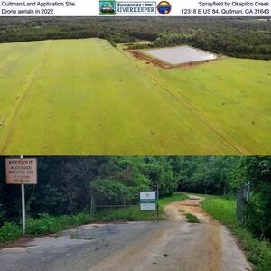 [Quitman Land Application Site, Sprayfield by Okapilco Creek, Drone aerials in 2022, 12318 E US 84, Quitman, GA 31643]