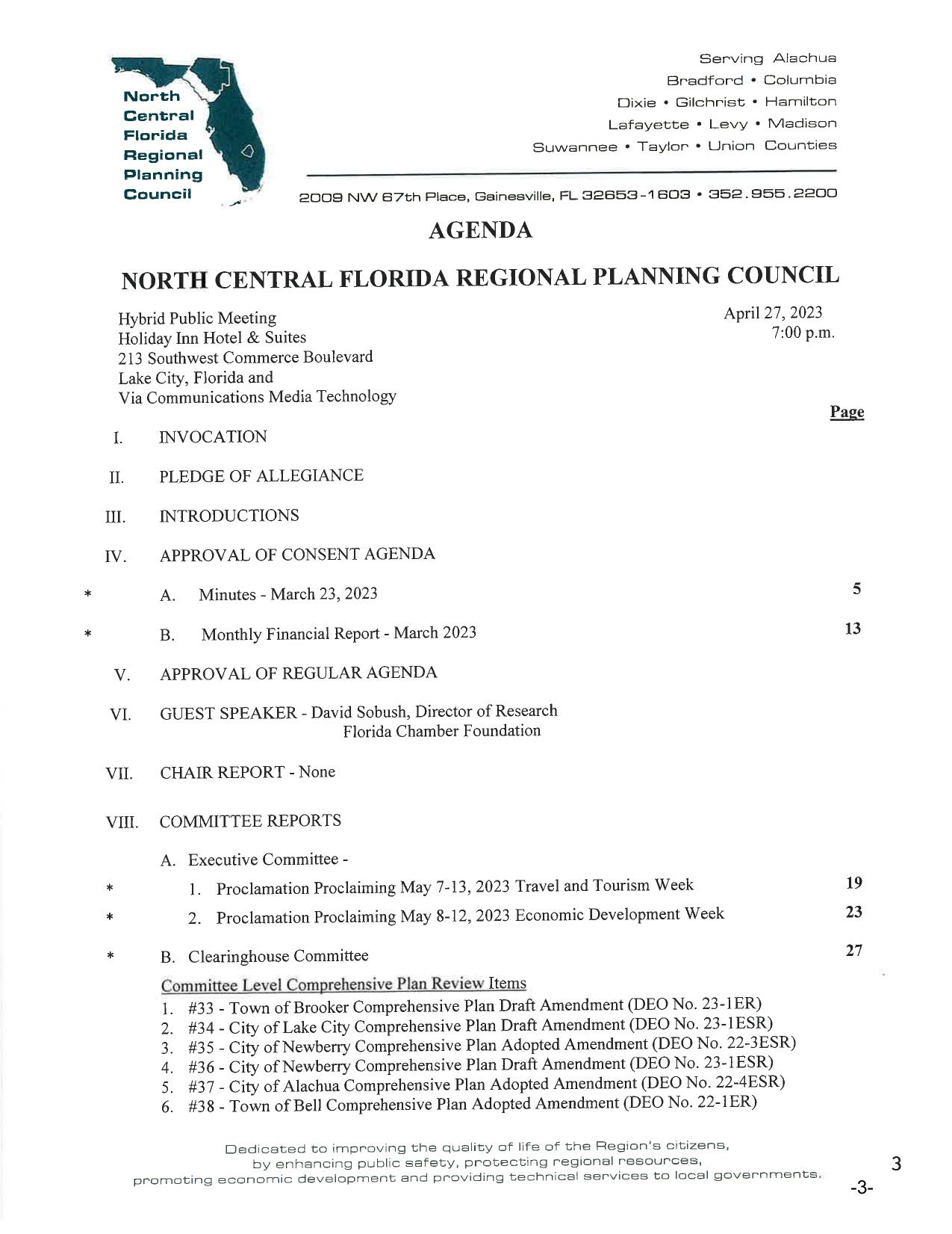 Agenda: Guest Speaker, Committee Reports