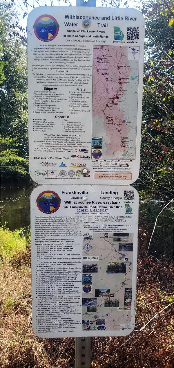 Top sign: all the WLRWT; bottom sign: Franklinville Landing