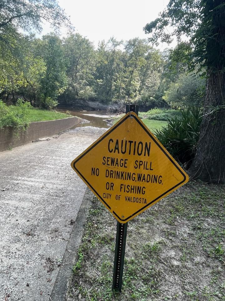 At Langdale Park Boat Ramp: Caution Sewage Spill City of Valdosta --Bobby McKenzie 2023-07-21