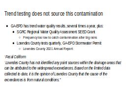 Trend testing does not source this contamination