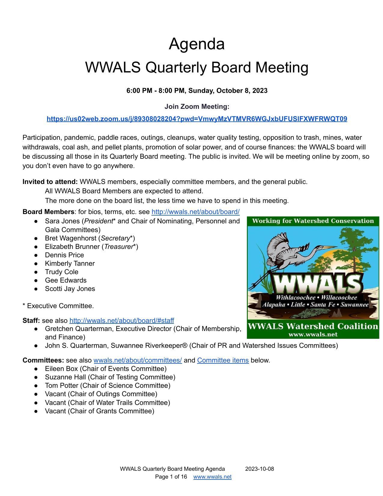 Board, Staff, Committees