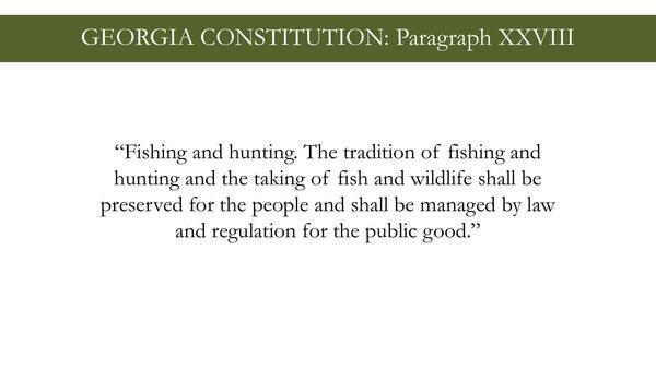 Right to Hunt and Fish, GEORGIA CONSTITUTION: Paragraph XXVIII
