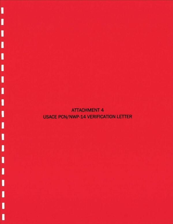 [ATTACHMENT 4 USACE PCN/NWP-14 VERIFICATION LETTER]