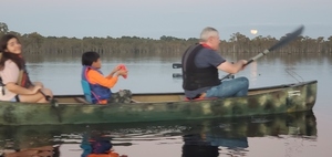[Canoe moon above cypress]