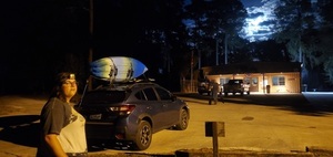 [Elizabeth Brunner, her Subaru, Banks Lake Outdoors, Full Hunters Moon]