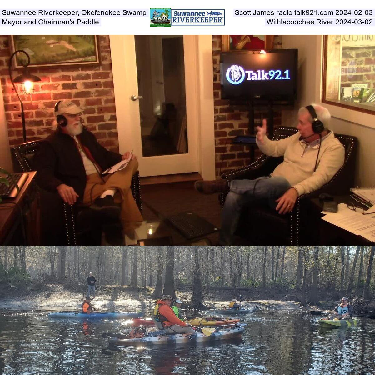 Mayor and Chairman's Paddle, Withlacoochee River, Okefenokee Swamp, and Troupville River Camp and Nature Park on Scott James radio talk921.com 2024-02-03