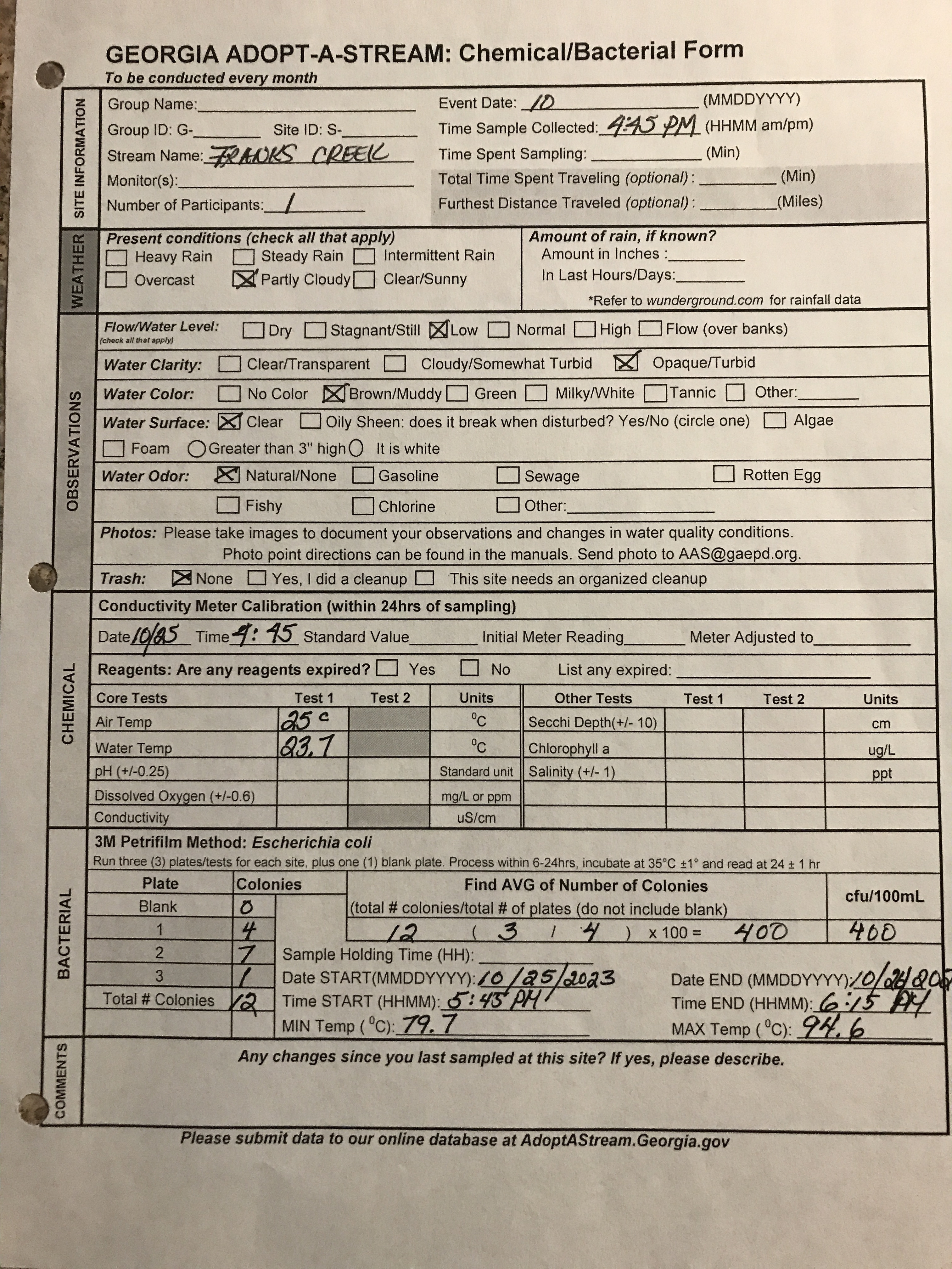 [Report, Franks Creek @ GA 122 2023-10-25]