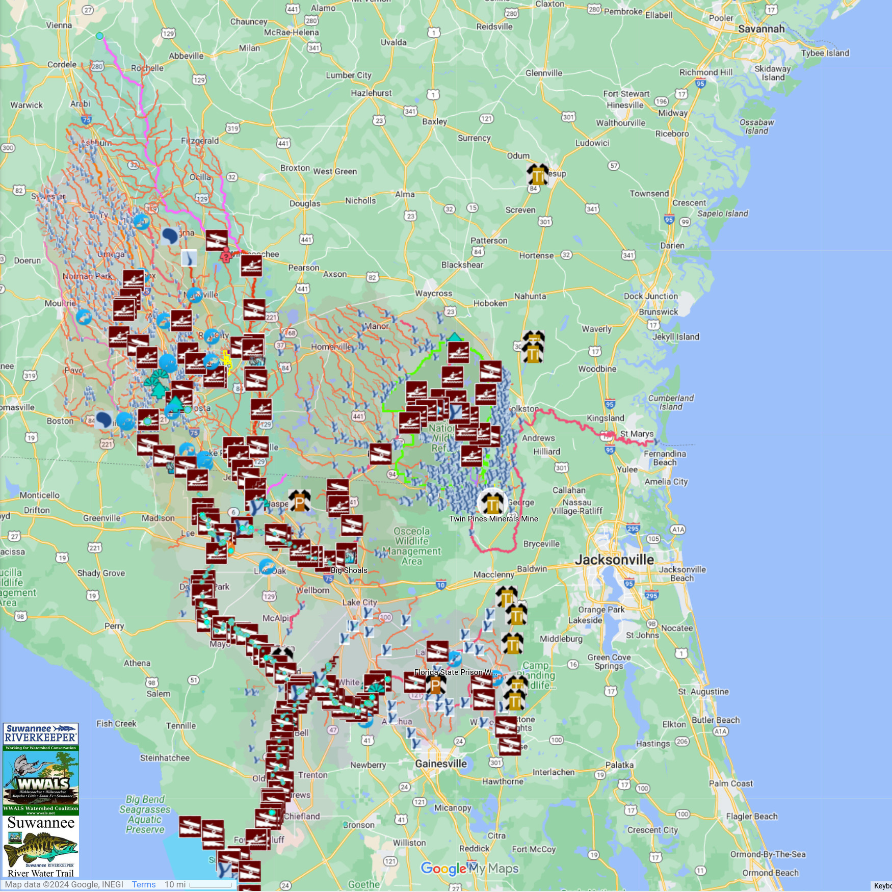 Okefenokee Swamp, Suwannee and St Marys Rivers