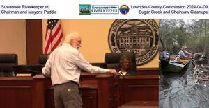 [Suwannee Riverkeeper at Lowndes County Commission 2024-04-09, Chairman and Mayor's Paddle, Sugar Creek and Chainsaw Cleanups]