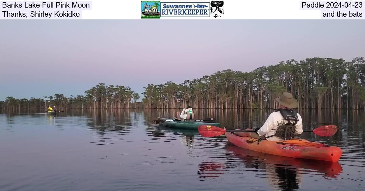 Banks Lake Full Pink Moon, Paddle 2024-04-23, Thanks, Shirley Kokidko, and the bats