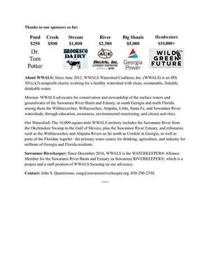 [Sponsors So Far, About WWALS and Suwannee Riverkeeper]