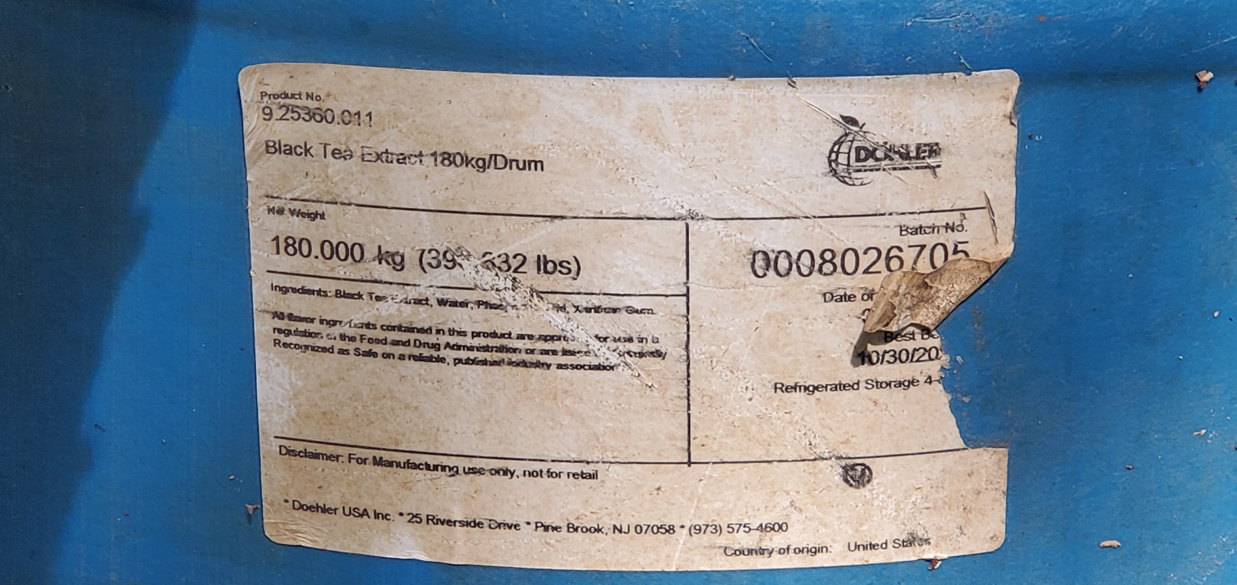 Black Tea Extract 18kg/Drum, 15:46:08, 30.7122580, -83.4553986