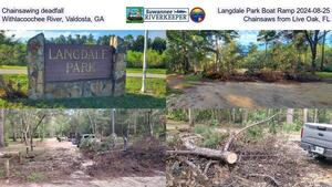 [Chainsawing deadfall, Langdale Park Boat Ramp 2024-08-25, Withlacoochee River, Valdosta, GA, Chainsaws from Live Oak, FL]
