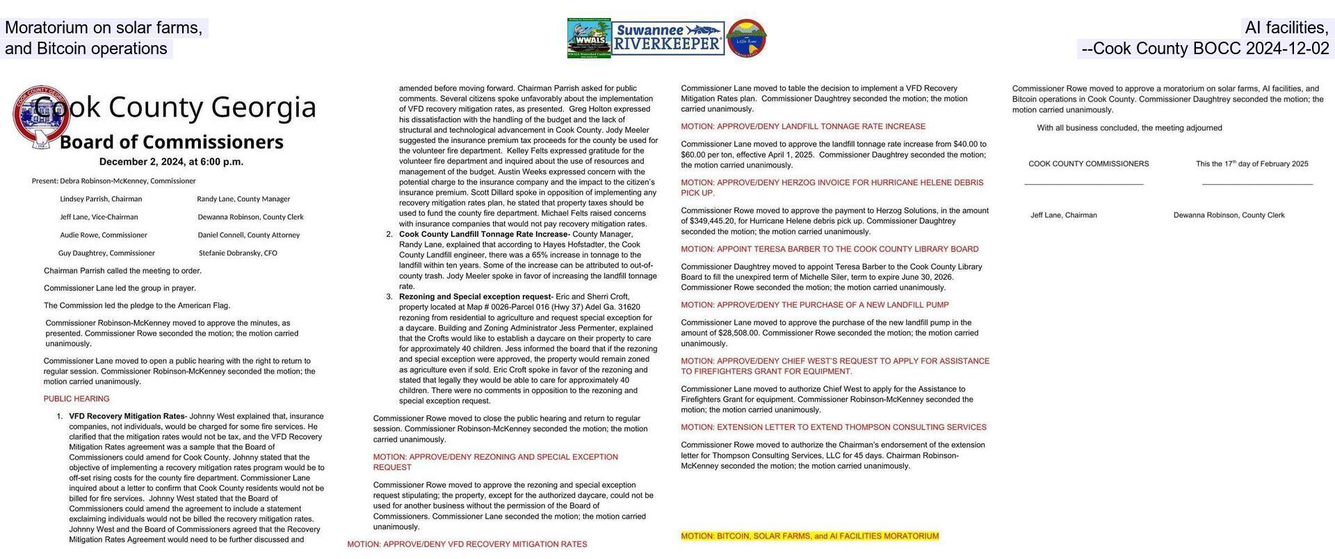 [Moratorium on solar farms, AI facilities, and Bitcoin operations --Cook County BOCC 2024-12-02]